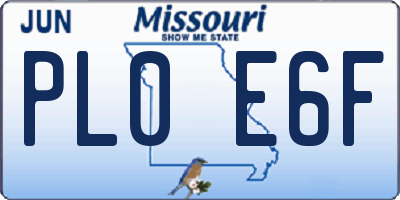 MO license plate PL0E6F