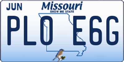 MO license plate PL0E6G