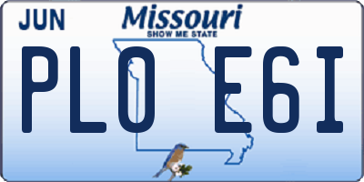 MO license plate PL0E6I