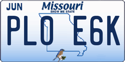 MO license plate PL0E6K