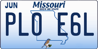 MO license plate PL0E6L
