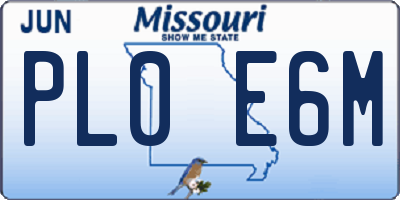 MO license plate PL0E6M