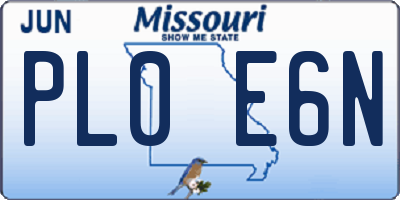 MO license plate PL0E6N