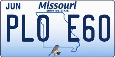 MO license plate PL0E6O