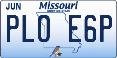 MO license plate PL0E6P