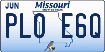 MO license plate PL0E6Q