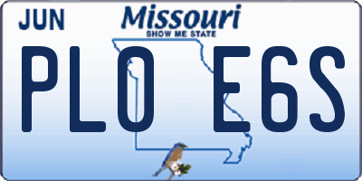 MO license plate PL0E6S