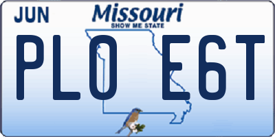 MO license plate PL0E6T