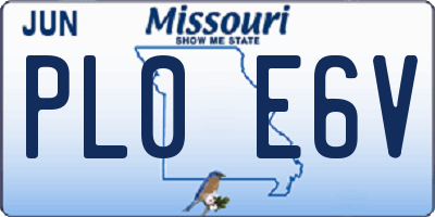 MO license plate PL0E6V