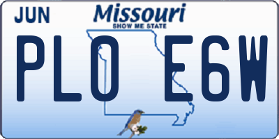 MO license plate PL0E6W