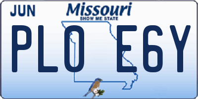 MO license plate PL0E6Y