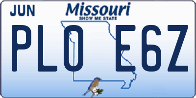 MO license plate PL0E6Z