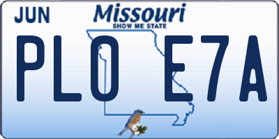 MO license plate PL0E7A
