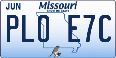 MO license plate PL0E7C
