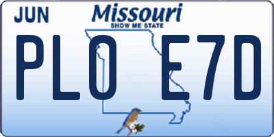 MO license plate PL0E7D