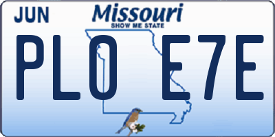 MO license plate PL0E7E