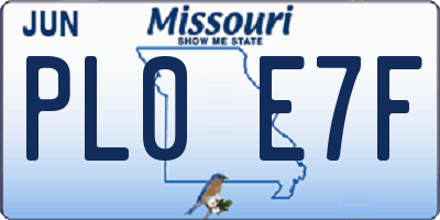 MO license plate PL0E7F