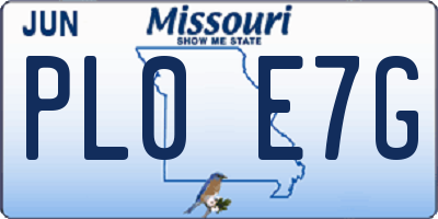 MO license plate PL0E7G