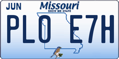 MO license plate PL0E7H
