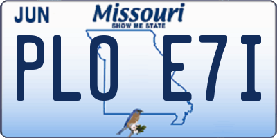 MO license plate PL0E7I