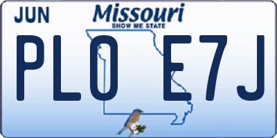 MO license plate PL0E7J