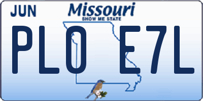MO license plate PL0E7L