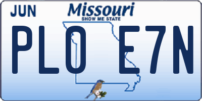 MO license plate PL0E7N