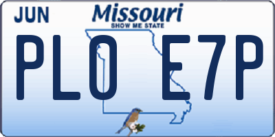 MO license plate PL0E7P