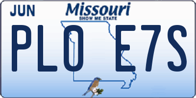 MO license plate PL0E7S