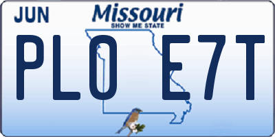 MO license plate PL0E7T
