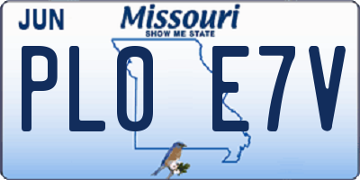 MO license plate PL0E7V