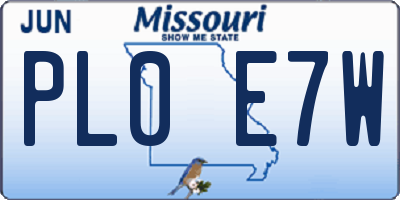 MO license plate PL0E7W