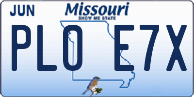 MO license plate PL0E7X