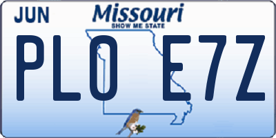 MO license plate PL0E7Z