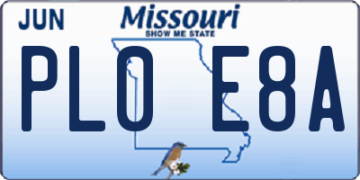 MO license plate PL0E8A