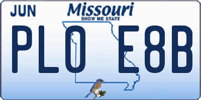 MO license plate PL0E8B