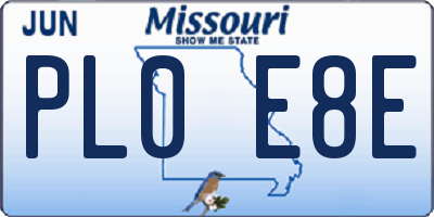 MO license plate PL0E8E