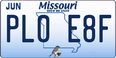 MO license plate PL0E8F