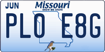 MO license plate PL0E8G