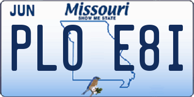 MO license plate PL0E8I