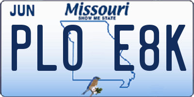 MO license plate PL0E8K