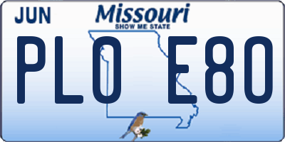 MO license plate PL0E8O