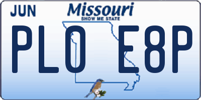 MO license plate PL0E8P