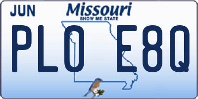 MO license plate PL0E8Q
