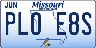 MO license plate PL0E8S