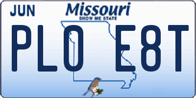 MO license plate PL0E8T