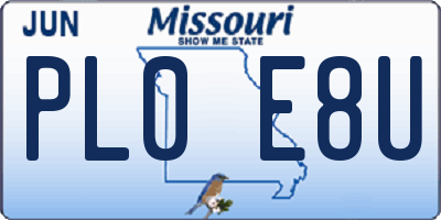 MO license plate PL0E8U