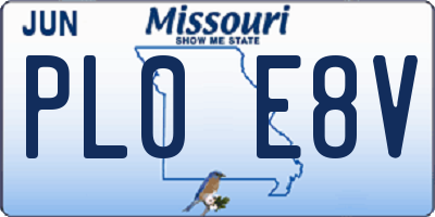 MO license plate PL0E8V