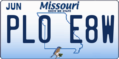 MO license plate PL0E8W