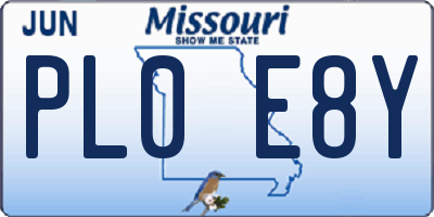 MO license plate PL0E8Y